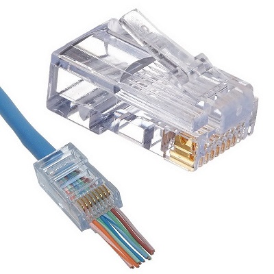 תקע RJ45 CAT6 לא מסוכך דגם PASS-THROUGH לכבלי רשת Top-X ISDN-0023